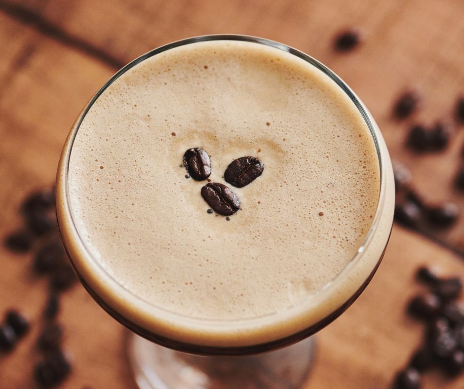 OIC coffee beans on espresso martini