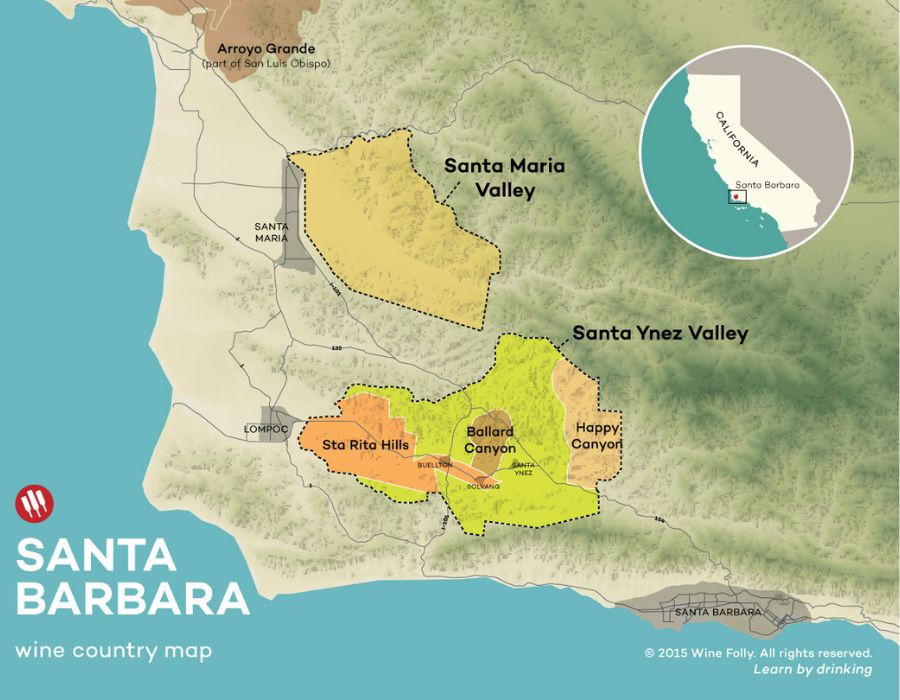 Wine Folly Santa Barbara County Wine Region Map